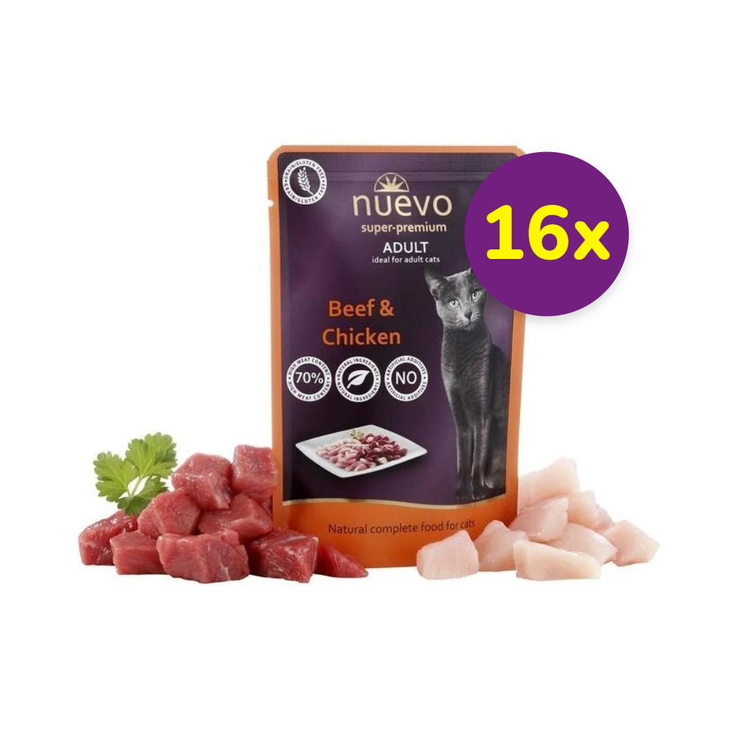 NUEVO cat Adult Beef & Chicken bal. 16 x 85 g kapsičky